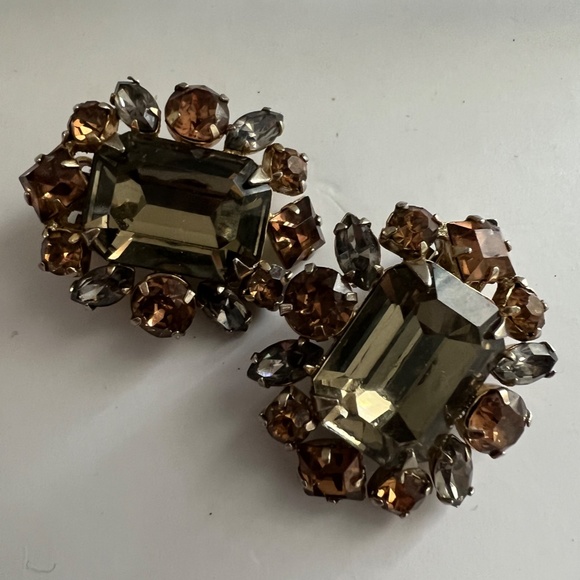 Vintage Sherman Clip On Earrings Emerald Cut Rare - Picture 10 of 14